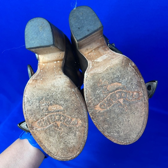 •|•FREEBIRD BY STEVEN•| Brown Violet Leather Triple Buckle Bootie/Sandal Sz 6-7 - Picture 10 of 16